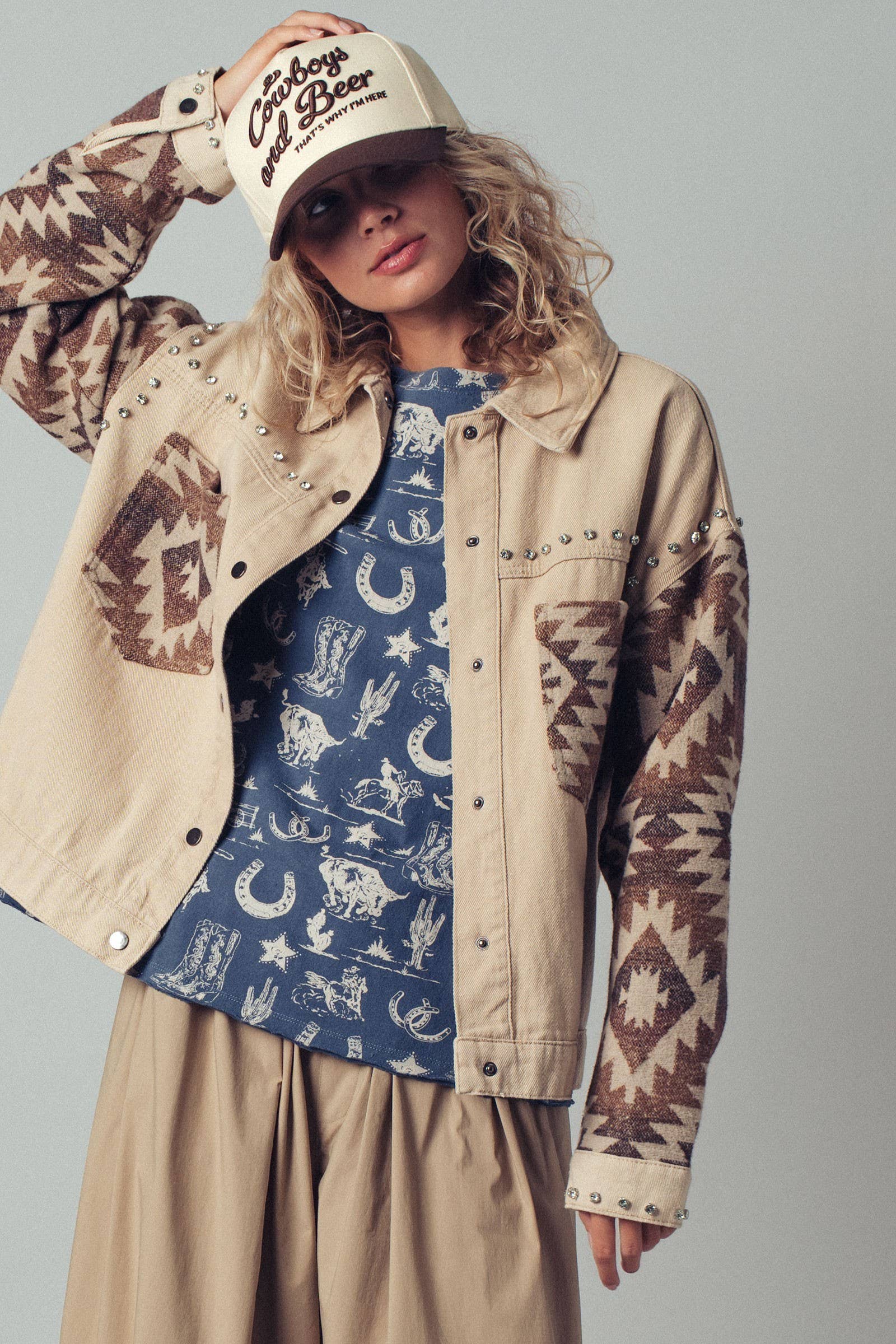 Cowboys and Beer Embroidered Trucker Cap