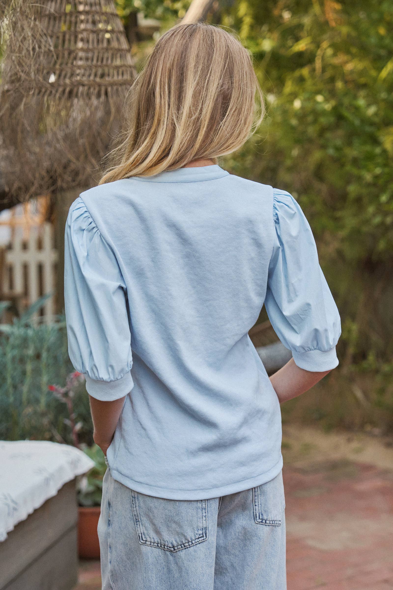Puff Sleeve Henley Top