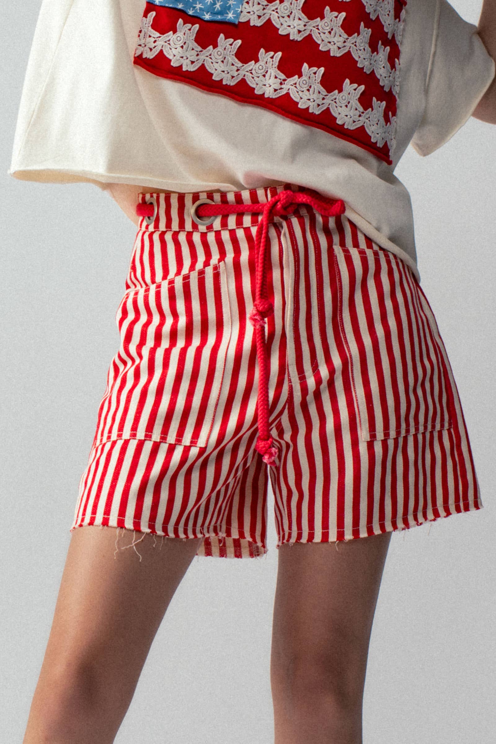 Urban Daizy Striped High-Rise Denim Shorts Blue Shorts - Women's (UDZ-DR-00389) – alternate view 7