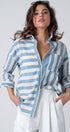 Urban Daizy Mixed Stripe Pattern Oversized Button Down Shirt Taupe Button Down Shirt - Women's (UDZ-TP-00049) – alternate…