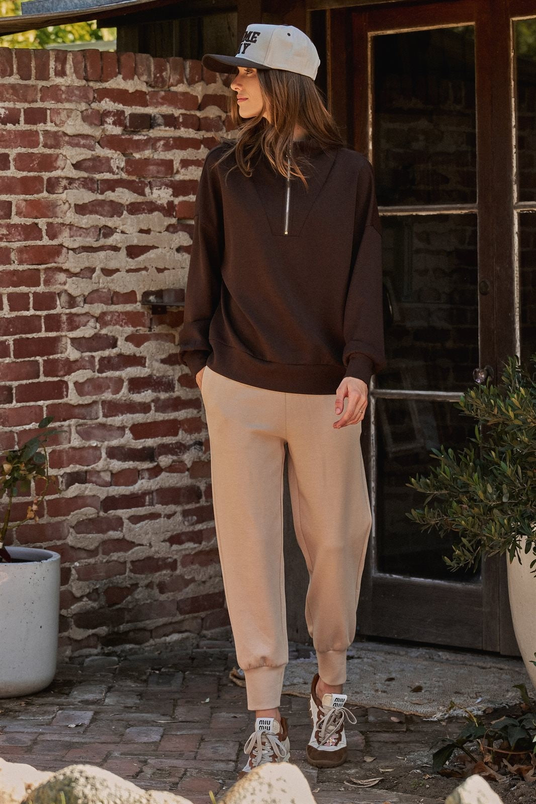 Scuba High Rise Joggers Sweatpants Pilates Athflow for Women in SAND - Women's Sweatpants & Joggers | Urban Daizy