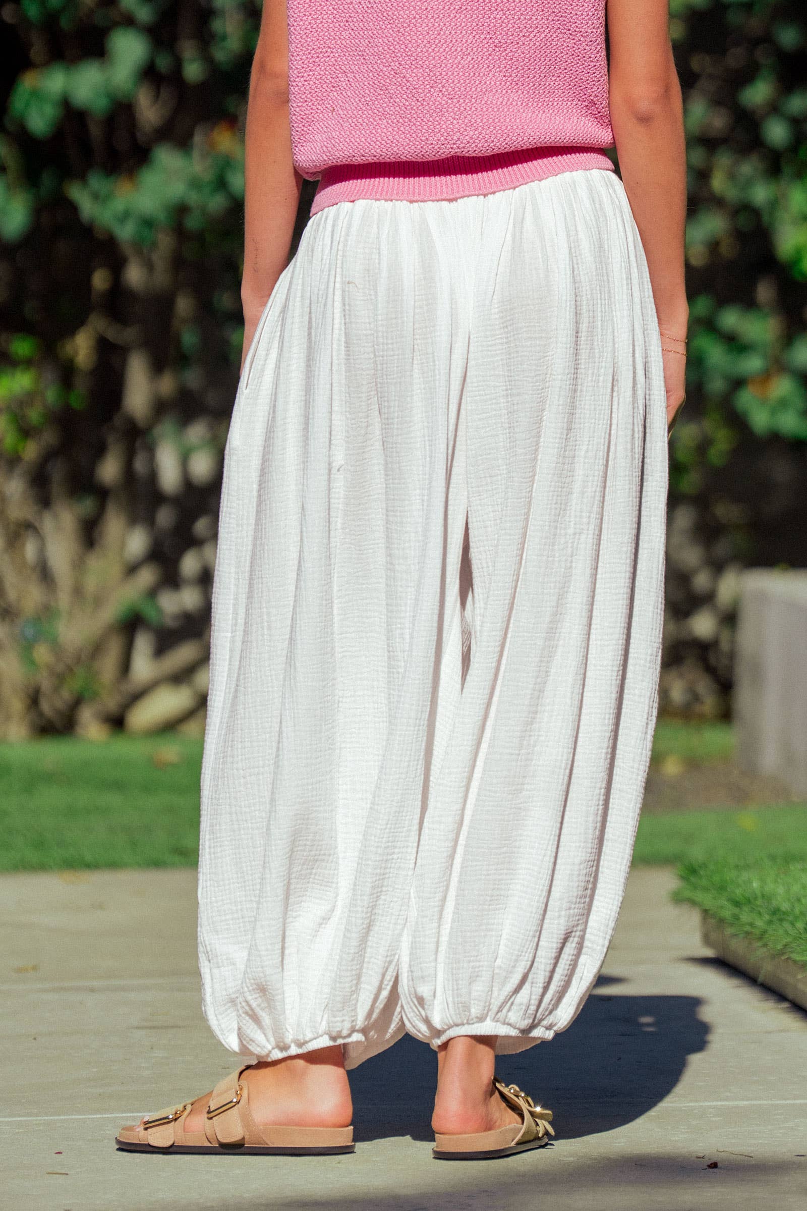 Urban Daizy Crinkle Balloon Pants Drawstring Olive Pants - Women's (UDZ-PT-00476) – alternate view 19