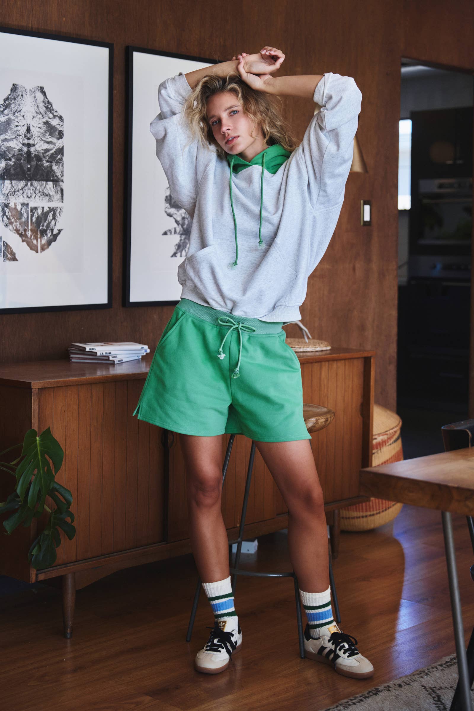 Contrast Hood Colorblock Pullover Hoodie