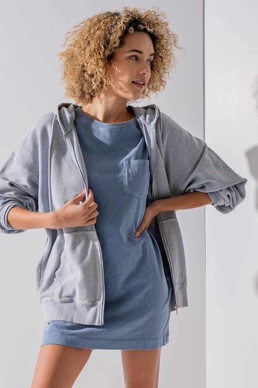 Urban Daizy Oversized Ribbed Dolman Sleeve Hoodie Cream Hoodie - Women's (UDZ-KN-00313) – alternate view 32