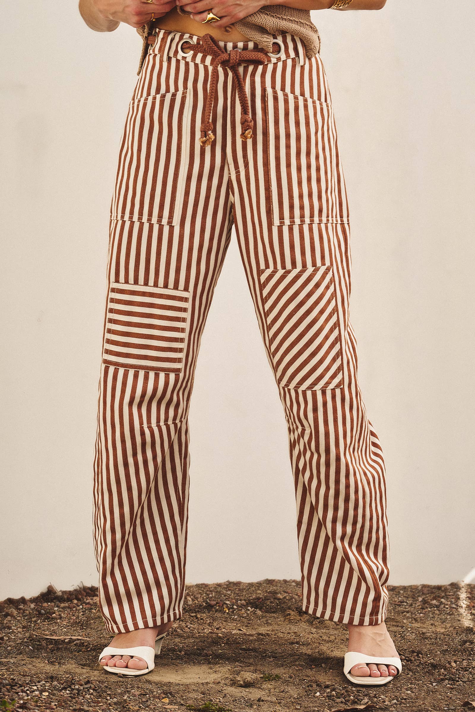 Railroad Striped Patch Pocket Spring Utility Pants