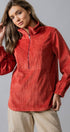 Urban Daizy Corduroy Funnel Neck Half Zip Pullover Top Black Tunic - Women's (UDZ-OT-00138) – alternate view 2
