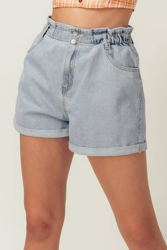 Urban Daizy Vintage High Waist Rolled Hem Denim Shorts Blue Shorts - Women's (UDZ-PT-00033) – alternate view 22
