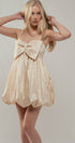 Urban Daizy Sweetheart Bow Front Smocked Back Mini Dress Beige Dress - Women's (UDZ-DR-00300) – alternate view 5