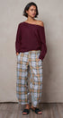 Plaid Barrel Pants Patchwork Western Boho Wide Trousers in GREY - Women's Casual Pants | Urban Daizy