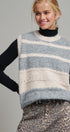Striped Fuzzy Knit Sweater Vest in GREY - Women's Sweater Vests | Urban Daizy