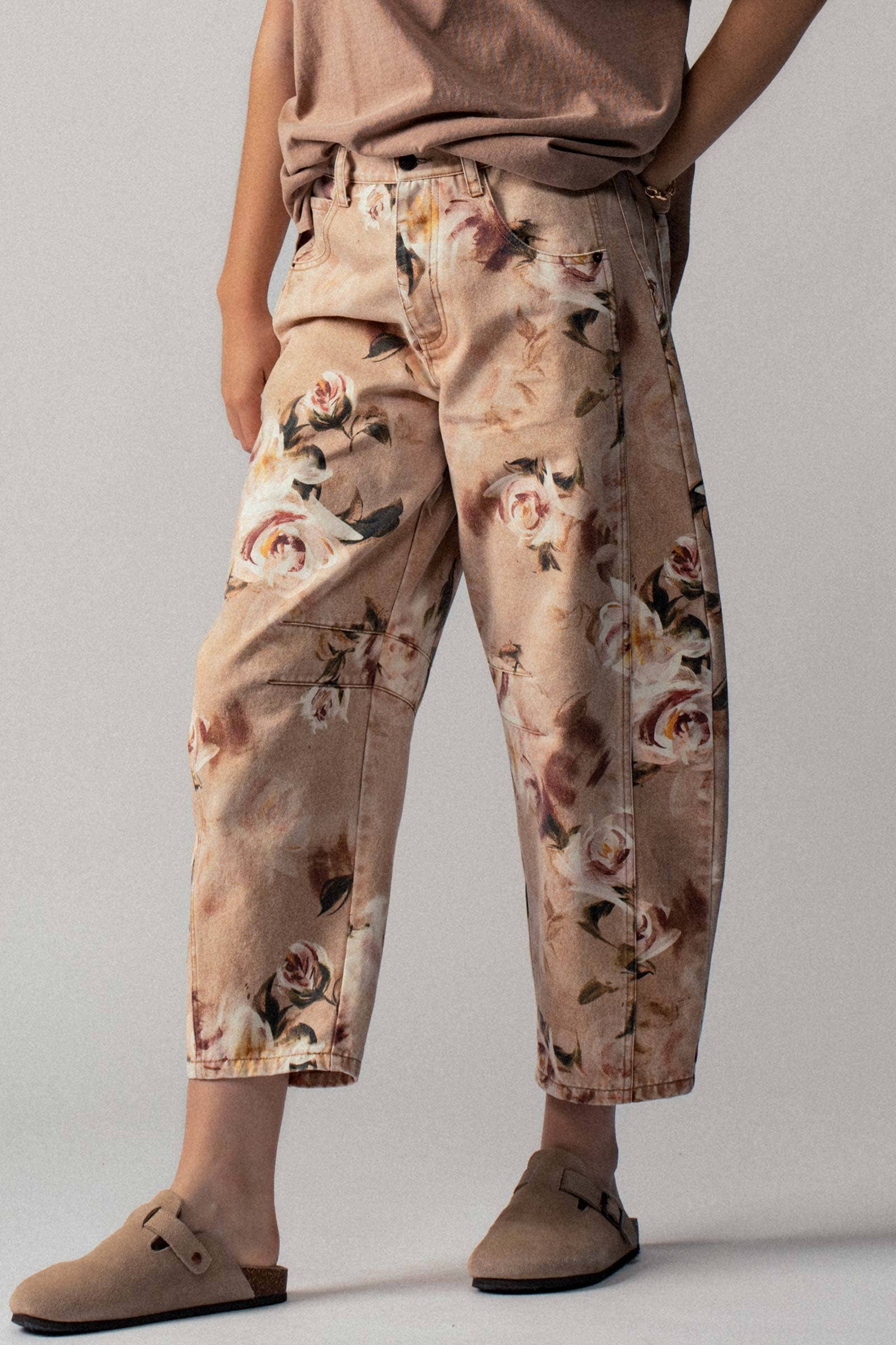 Urban Daizy Vintage Rose Print Wide Leg Jeans Multi Jeans - Women's (UDPT0093-Multi) – alternate view