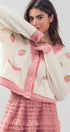 Urban Daizy Romantic Strawberry Embroidered V Neck Chunky Sweater Pink Cardigan - Women's (UDZ-KN-00160) – alternate view 10
