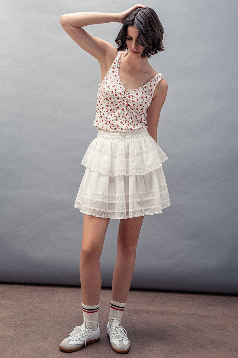 Urban Daizy Scalloped Lace Tiered Romantic Statement Mini Skirt Black Skirt - Women's (UDZ-SK-00114) – alternate view 17