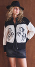 Urban Daizy Western Horse Intarsia Knit Cardigan Black-Ivory Cardigan - Women's (UDZ-KN-01055) – alternate view 7