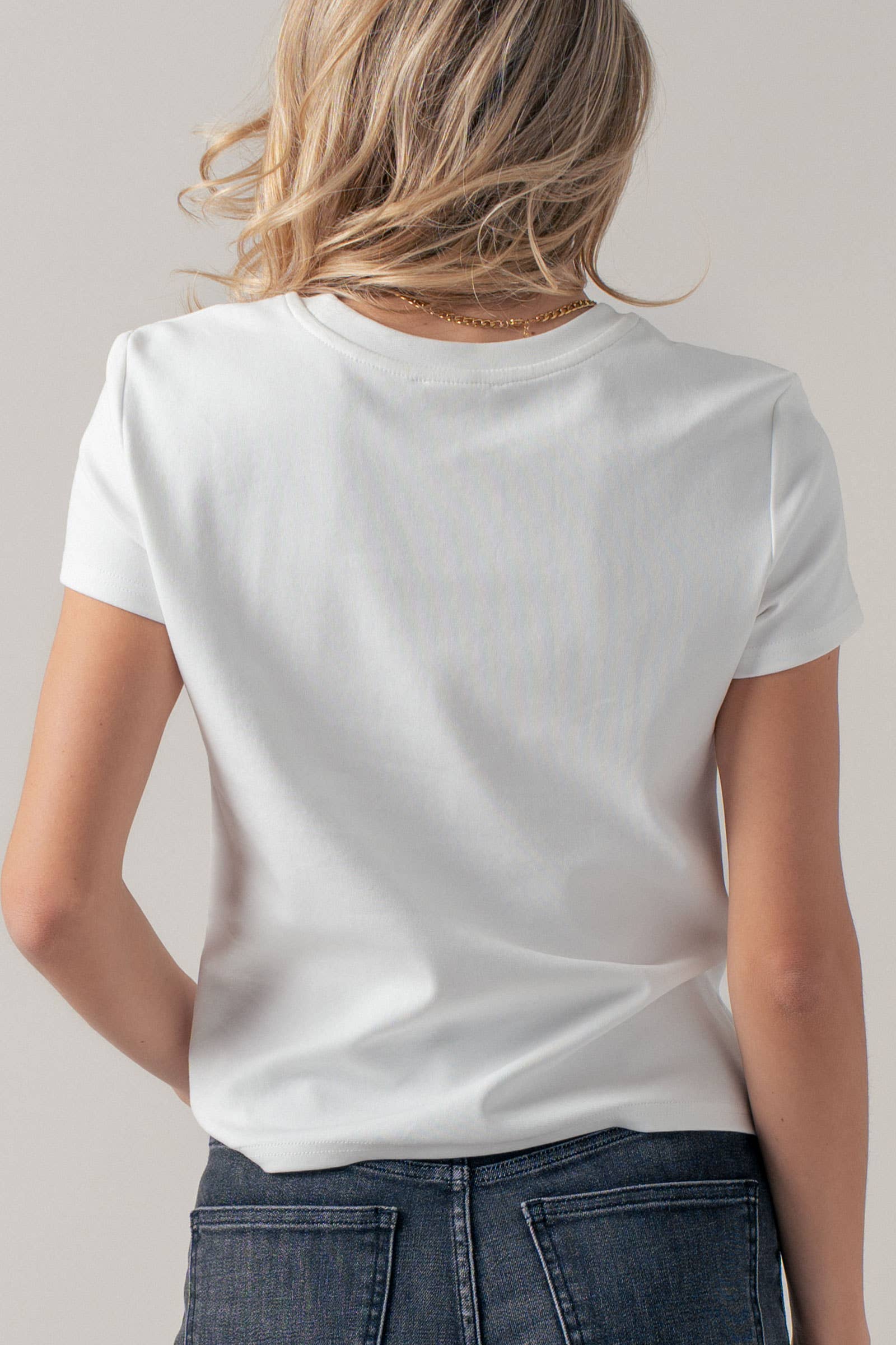 Lace Heart Patch Short Sleeve Cotton Tee