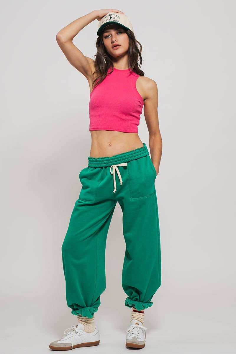 Urban Daizy Elastic Drawstring Cotton Sweatpant Green Lounge Sweatpants Joggers - Women's (UDZ-PT-00336) – alternate view 22