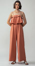 Urban Daizy Ruffled Bodice Wide Leg Jumpsuit Pink Jumpsuit - Women's (UDZ-JR-00021) – alternate view 4