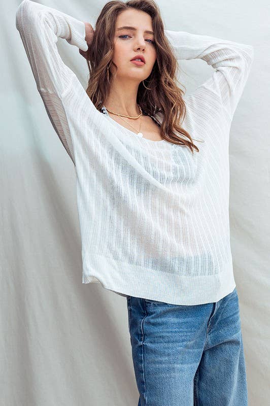 Urban Daizy Ribbed V-Neck Striped Tunic Top Black Tunic - Women's (UDZ-TP-00045) – alternate view 16