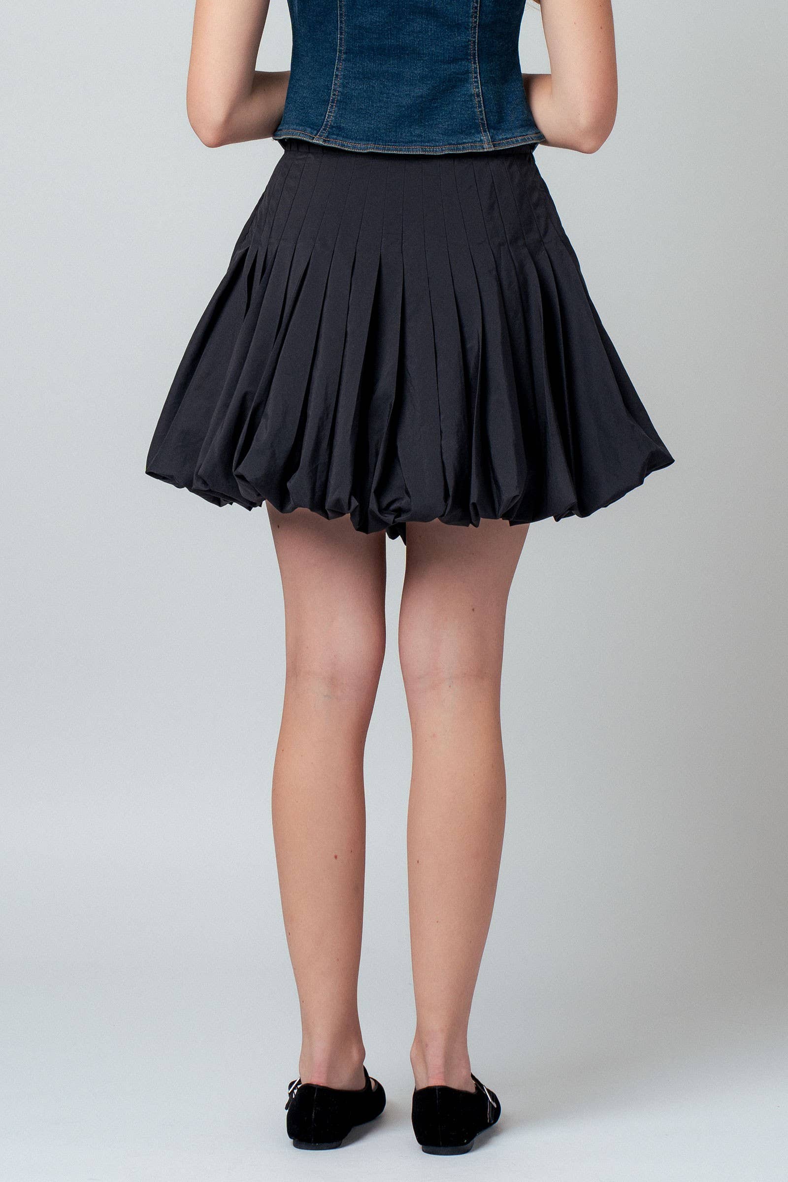 Urban Daizy Pleated High-Waist Bubble Mini Skirt Blue Skirt - Women's (UDZ-OT-00168) – alternate view 8