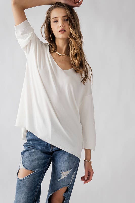 Urban Daizy Relaxed Fit V Neck Three Quarter Sleeve Tunic Top Green Tunic - Women's (UDZ-TP-00030) – alternate view 7