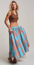 Urban Daizy Retro Chevron Stripe Elastic Waist Maxi Skirt Blue-Brown Skirt - Women's (UDSK0106-Blue-Brown) – alternate view 13