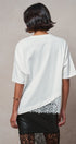Oversized Cotton Tee with Asymmetric Lace Hem in WHITE - Women's T-Shirts & Polos | Urban Daizy