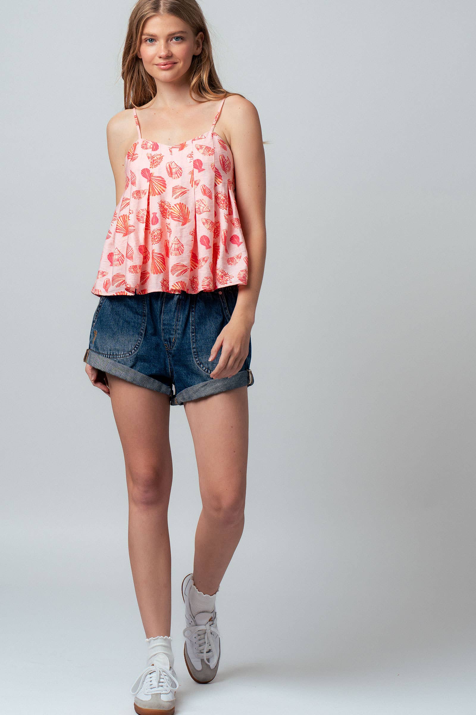 Seashell Print Empire Waist Cami Top