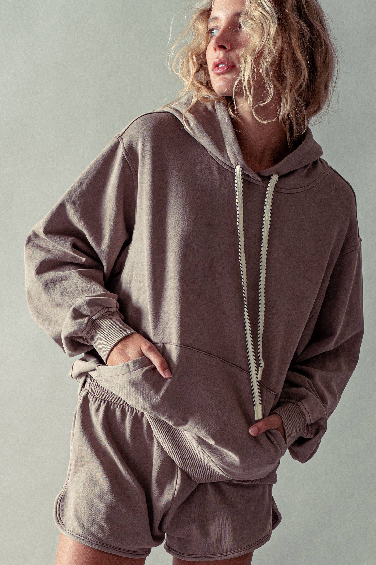 Vintage Wash Oversized Brushed Hoodie