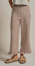 Gingham Ruffle Hem Cropped Wide Leg Pants in Brown in BROWN - Women's Casual Pants | Urban Daizy