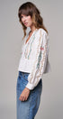 Folk Song Embroidered Peplum Blouse in WHITE - Women's Shirts & Blouses | Urban Daizy