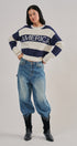 Nantucket America Stripe Crewneck Sweater in IVORY NAVY - Women's Sweaters | Urban Daizy