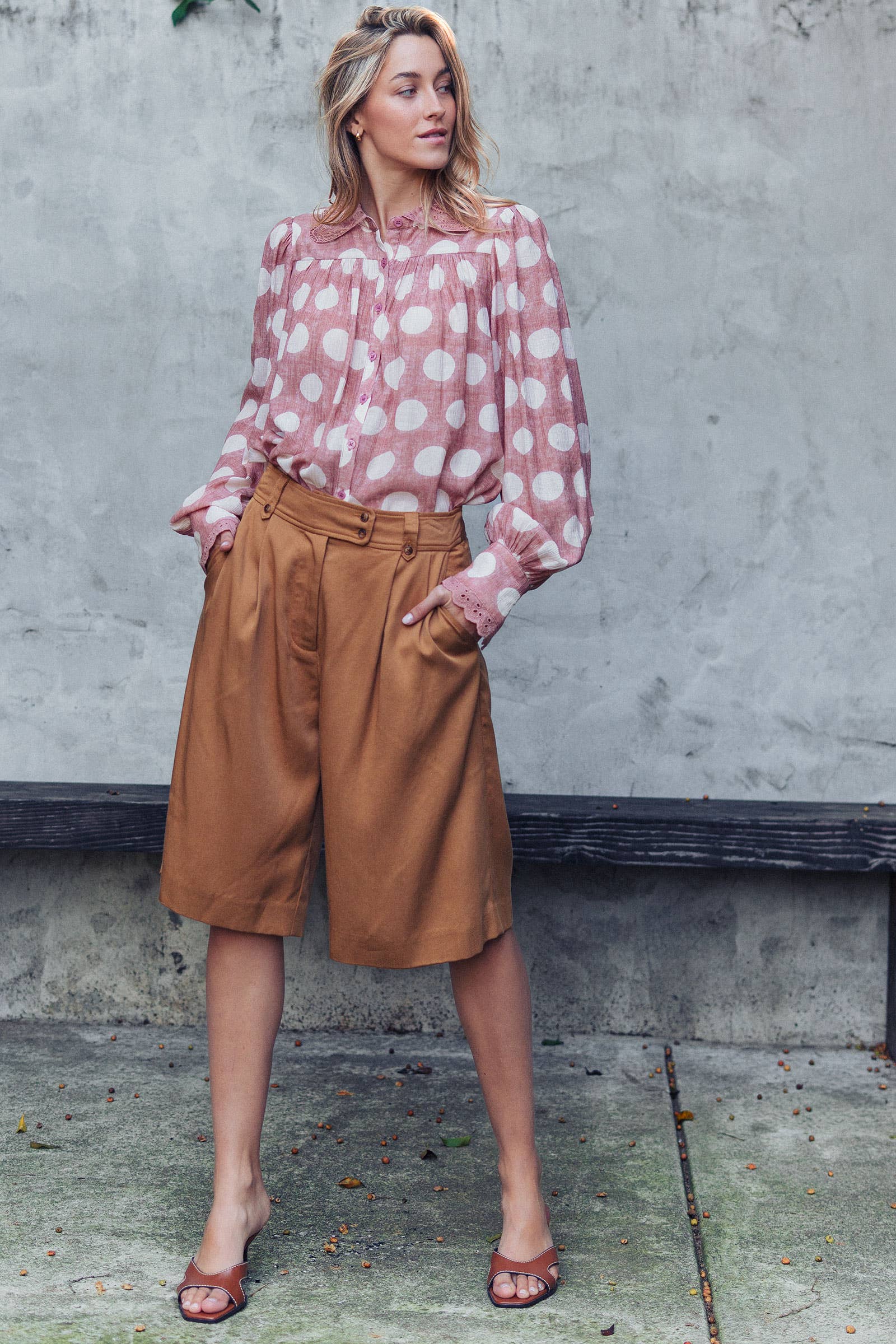 Pleated Wide Leg Lyocell Culottes