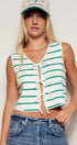 Urban Daizy Striped Tie-Front Cropped Knit Top Black White Knit Top - Women's (UDZ-TP-00750) – alternate view 16