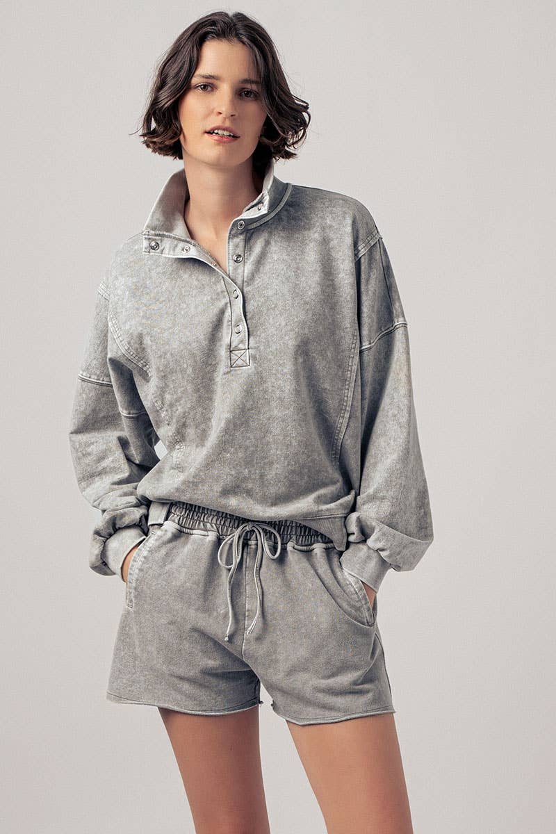 Vintage Wash Snap-Front Sweatshirt