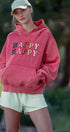 Urban Daizy "HAPPY HAPPY" Vintage Washed Hoodie Red Hoodie - Women's (UDZ-KN-00891) – alternate view 17