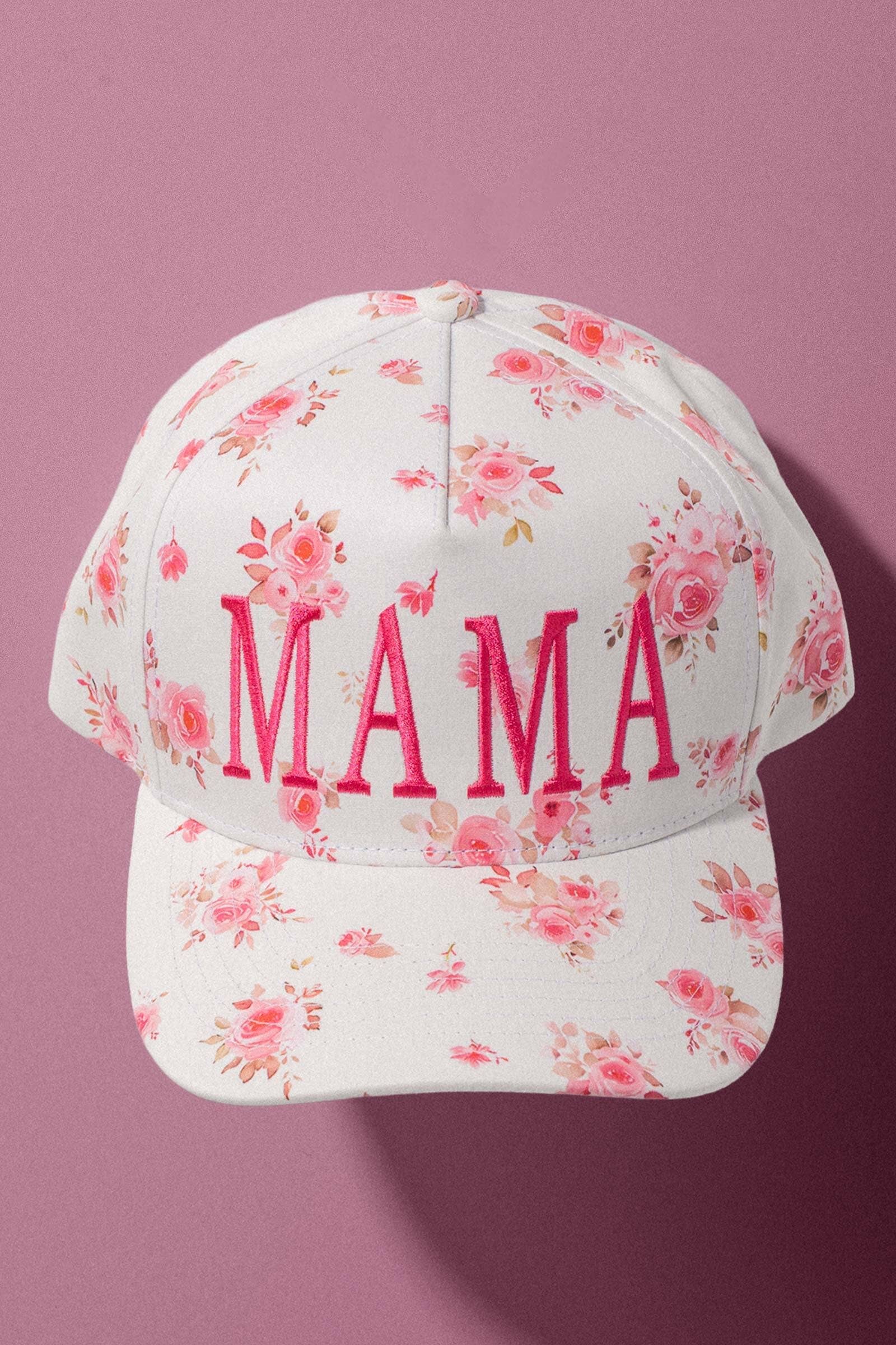 MAMA Floral Embroidered Trucker Cap
