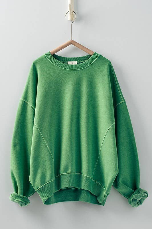 Crew Neck Comfort Washed  Spring Sweatshirt