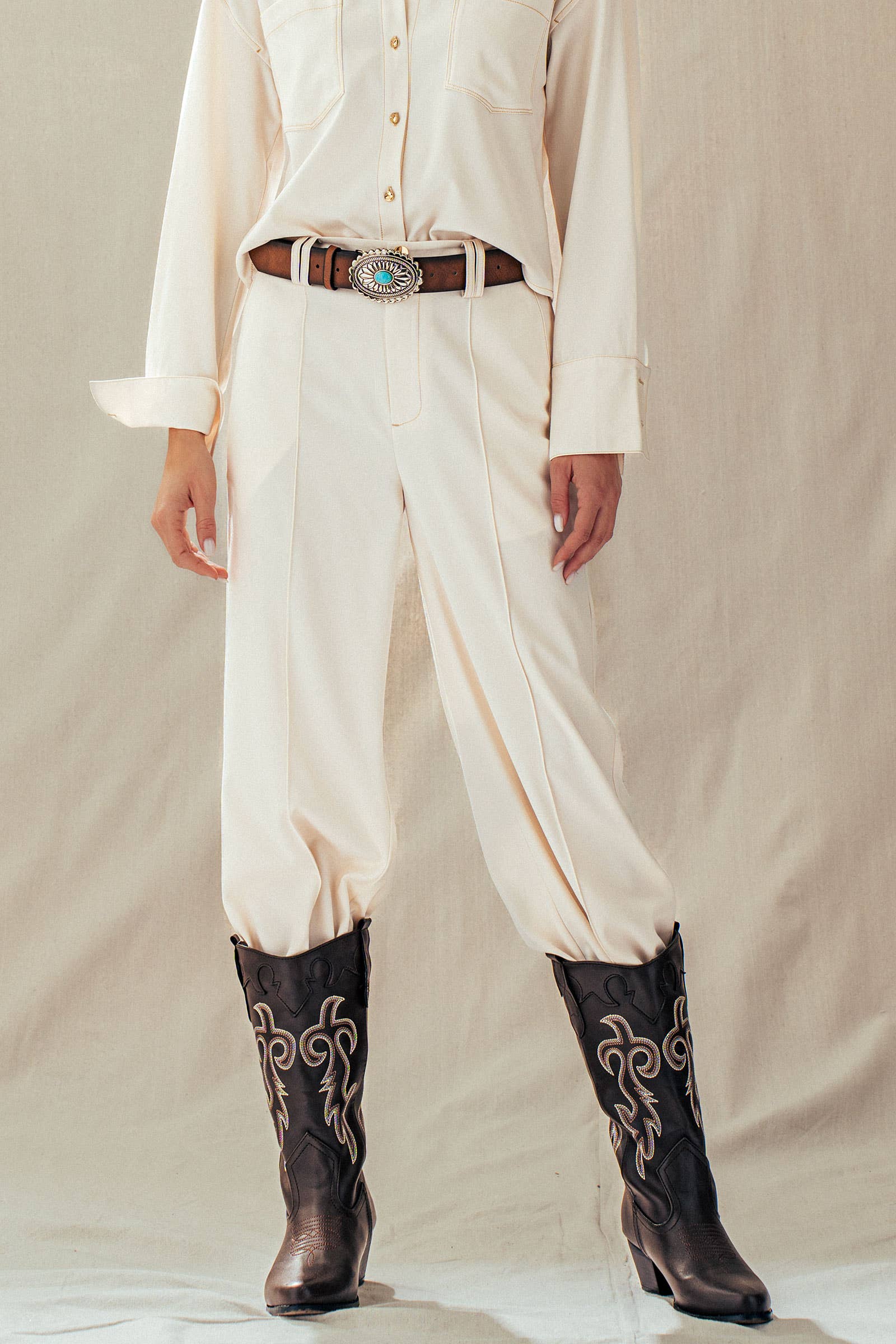Drawstring Wide Leg Pants