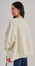Relaxed Vintage V-Neck Oversized Sweatshirt in CHALK - Women's Sweatshirts & Hoodies | Urban Daizy