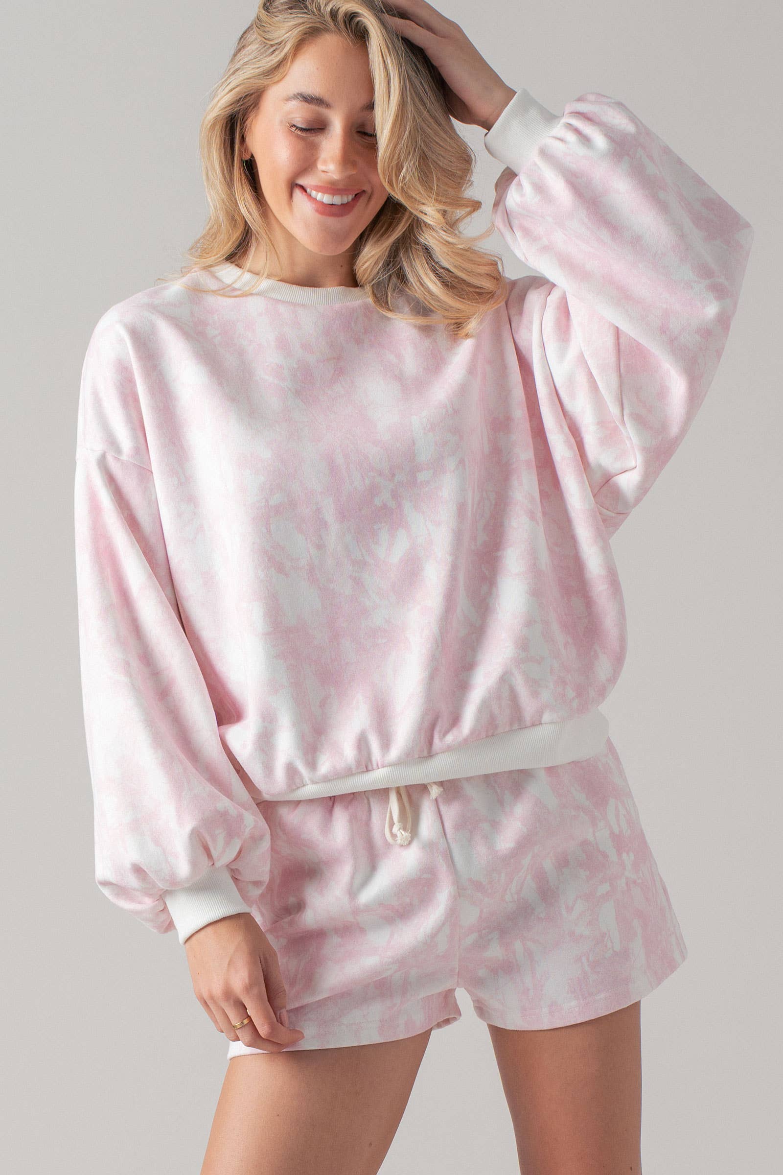 Relaxed Leaf Print Lounge Sweatshirt Set
