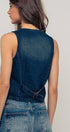 Urban Daizy Contrast Stitch Detail Button Front Denim Vest Denim Outerwear Vest - Women's (UDZ-OT-00231) – alternate view 6