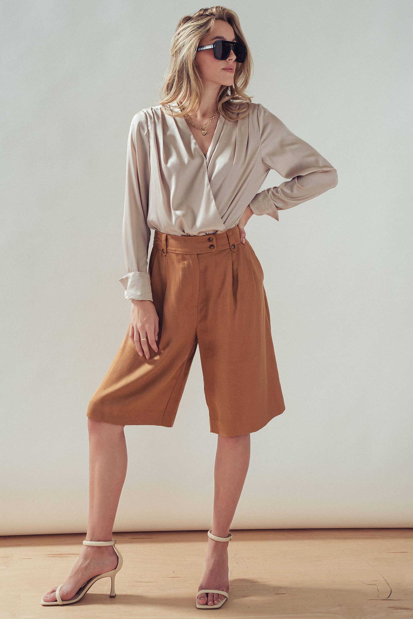 Pleated Wide Leg Lyocell Culottes