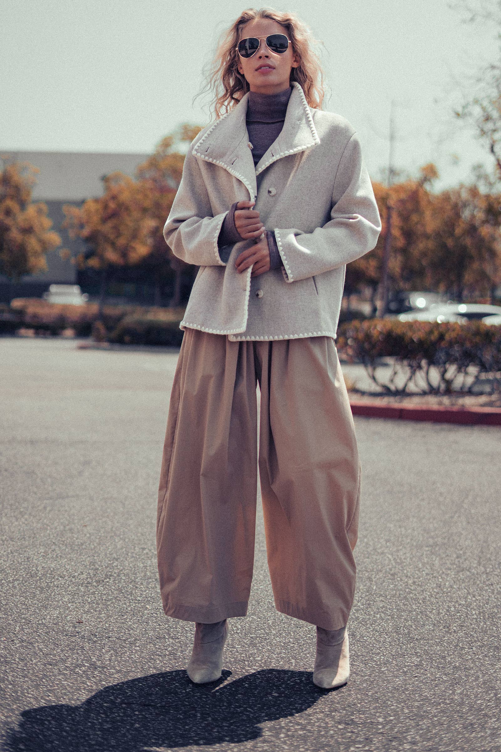 Embroidered Trim Wool-Blend Jacket