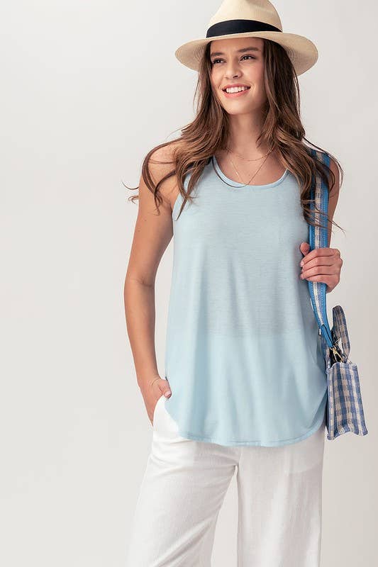 Urban Daizy Essential Scoop Neck Modal Babydoll Tank Top Baby-Blue Tank Top - Women's (UDZ-TP-00024)