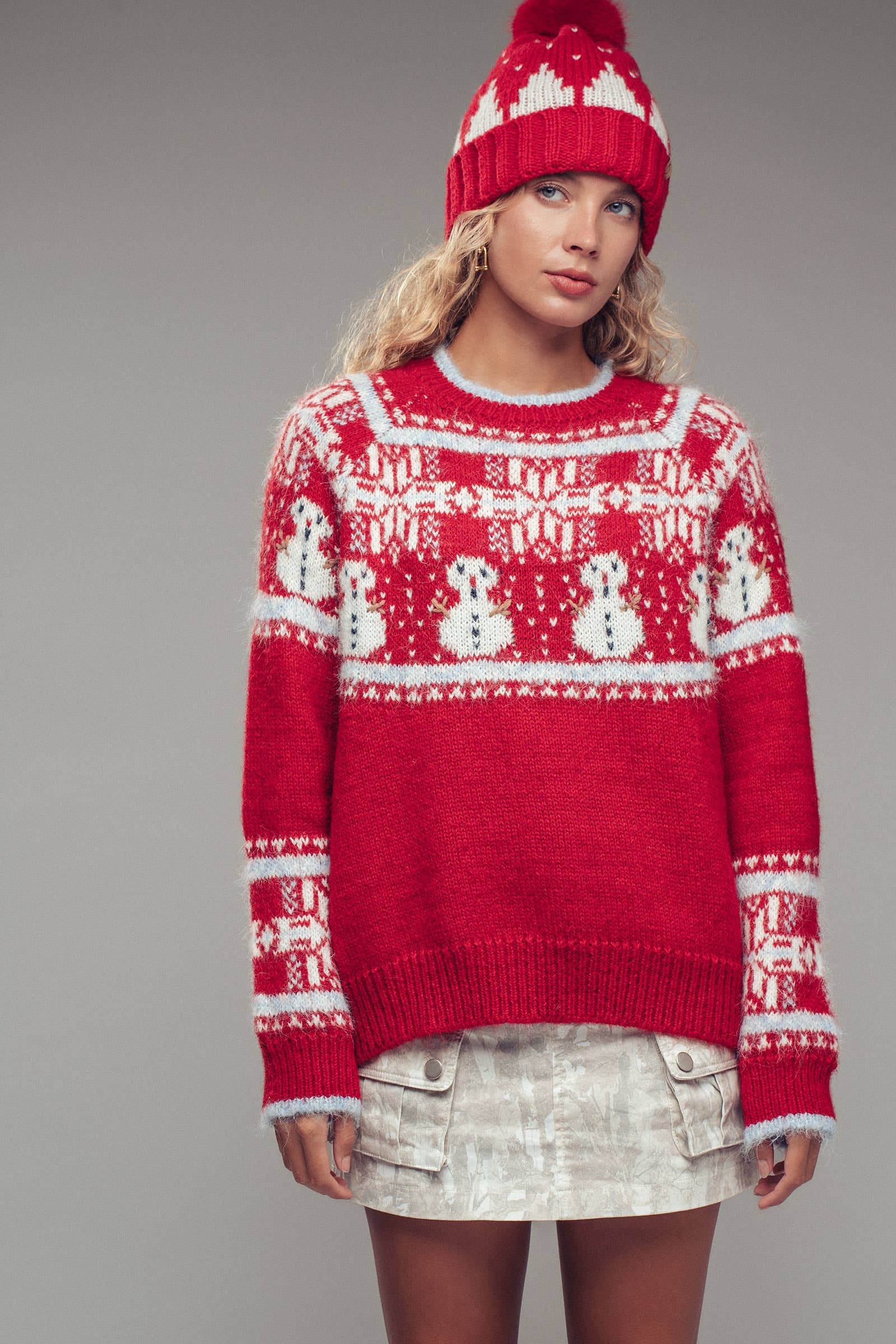 Graphic Fair Isle Wool Blend Sweater | wholesale knit sweater - women's | Urban Daizy