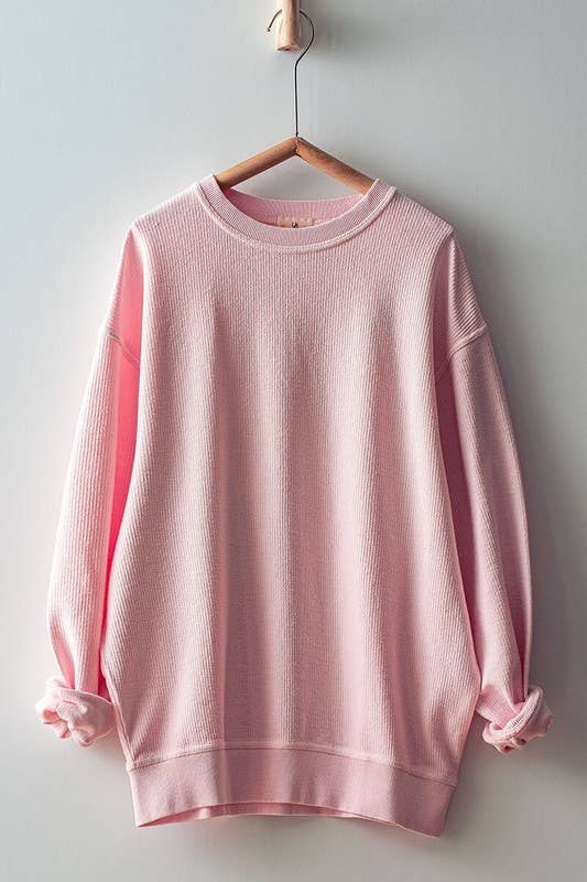 Urban Daizy Oversized Vintage Wash Ribbed Cotton Sweater Charcoal Sweatshirt - Women's (UDZ-KN-00544) – alternate view 25