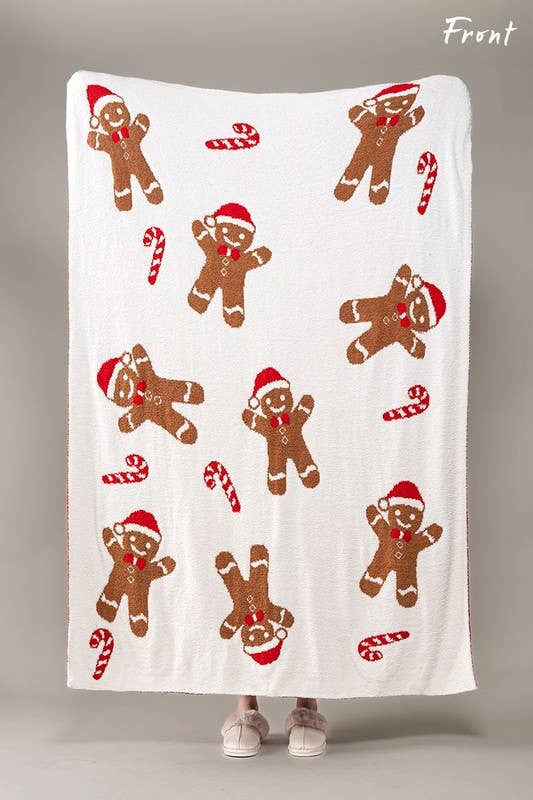 Urban Daizy Festive Gingerbread Man Plush Holiday Blanket Multi Throw Blanket (UDZ-AC-00131)