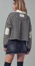 Urban Daizy Playful Cropped Stripe Cotton Top Black-White Polo - Women's (UDZ-PT-00355) – alternate view 4