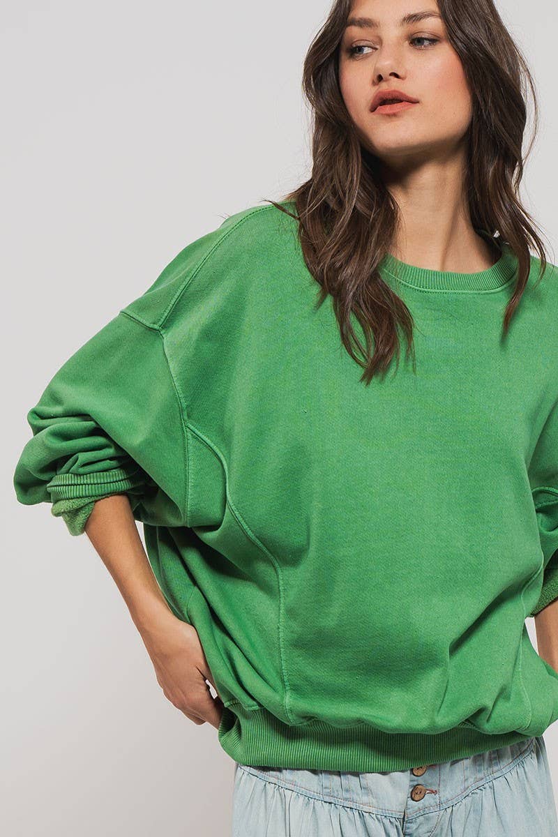 Crew Neck Comfort Washed Spring Sweatshirt