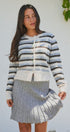 Lace Trim Striped Cardigan Coastal Grandma Preppy for Women in IVORY BROWN - Women's Cardigans & Shrugs | Urban Daizy